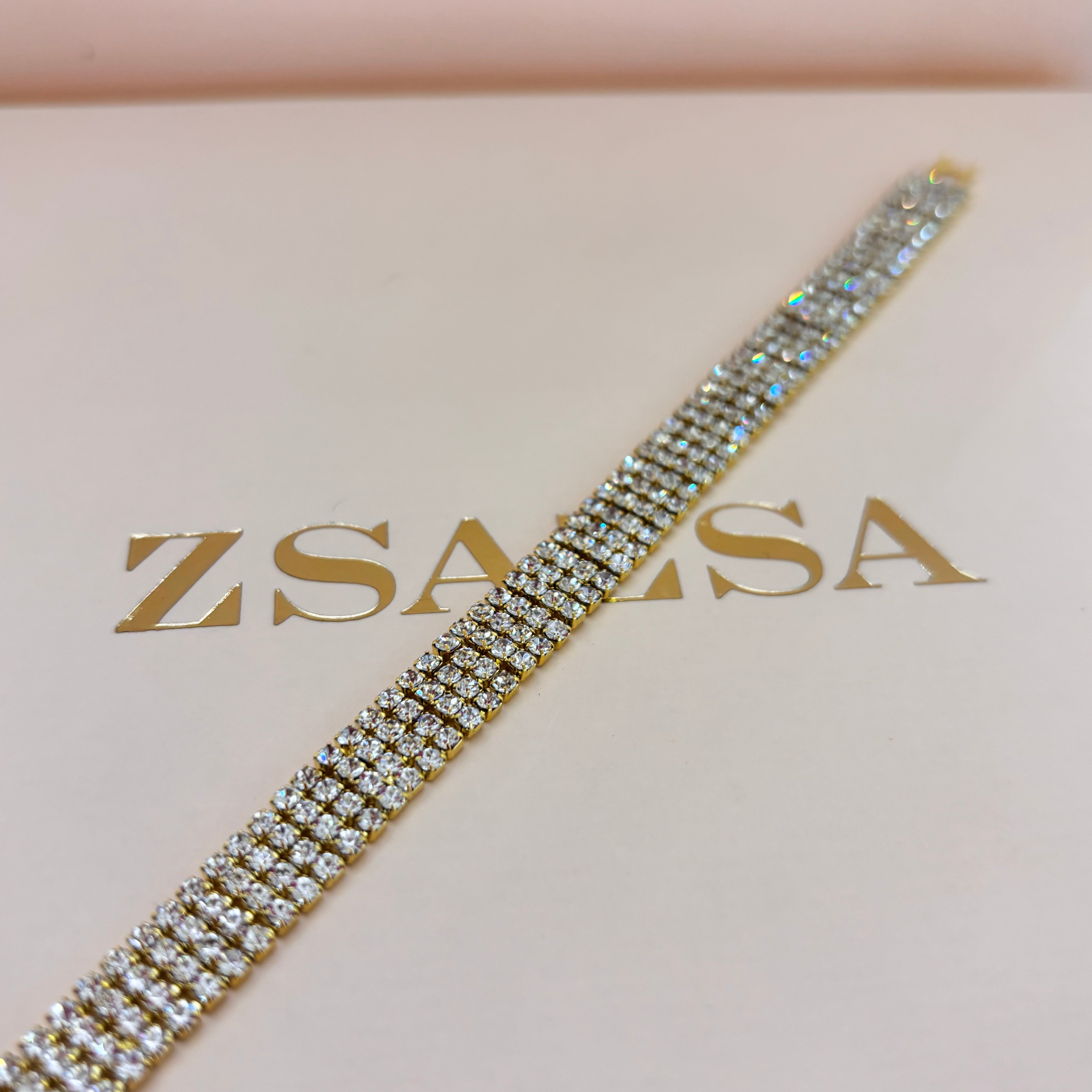 4 rows rhinestone bracelet