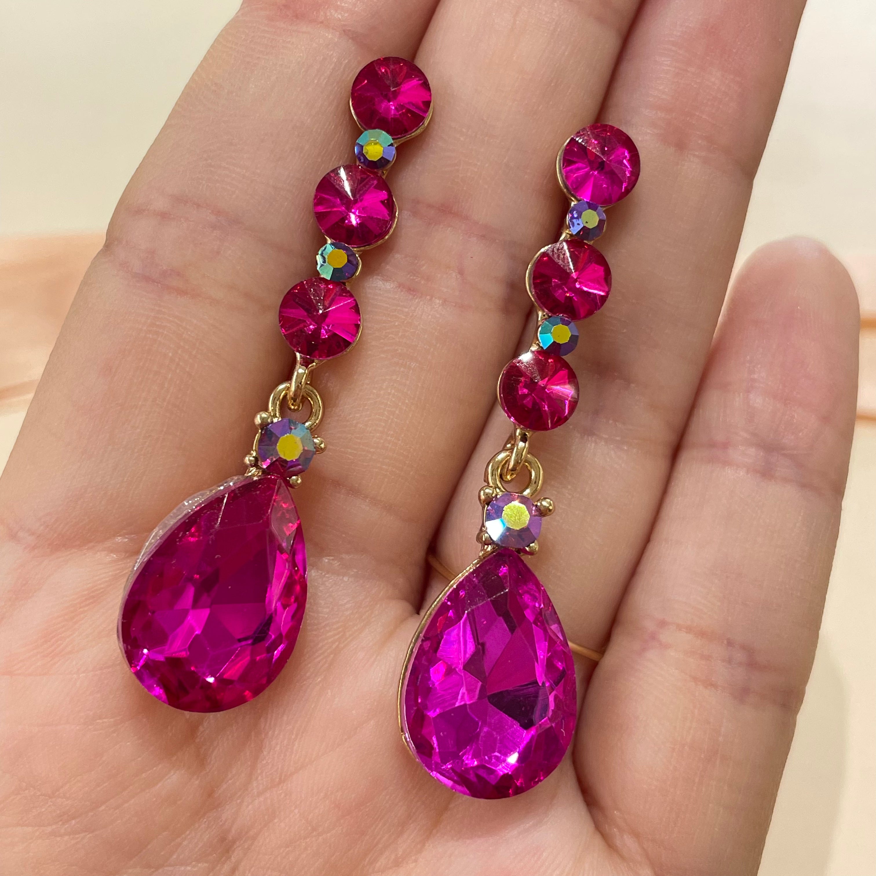 Fuchsia teardrop earrings