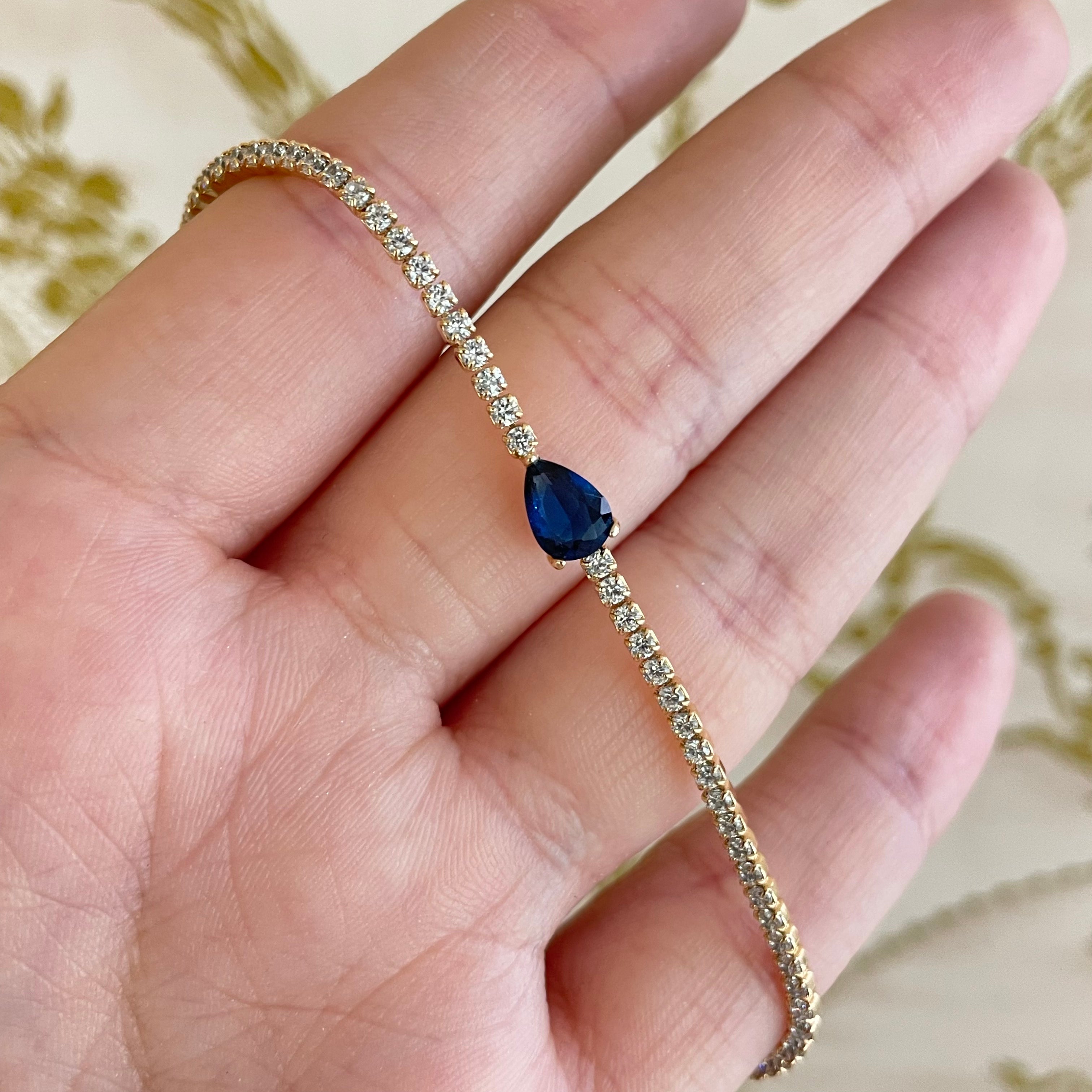 Teardrop royal blue C.Z bracelet