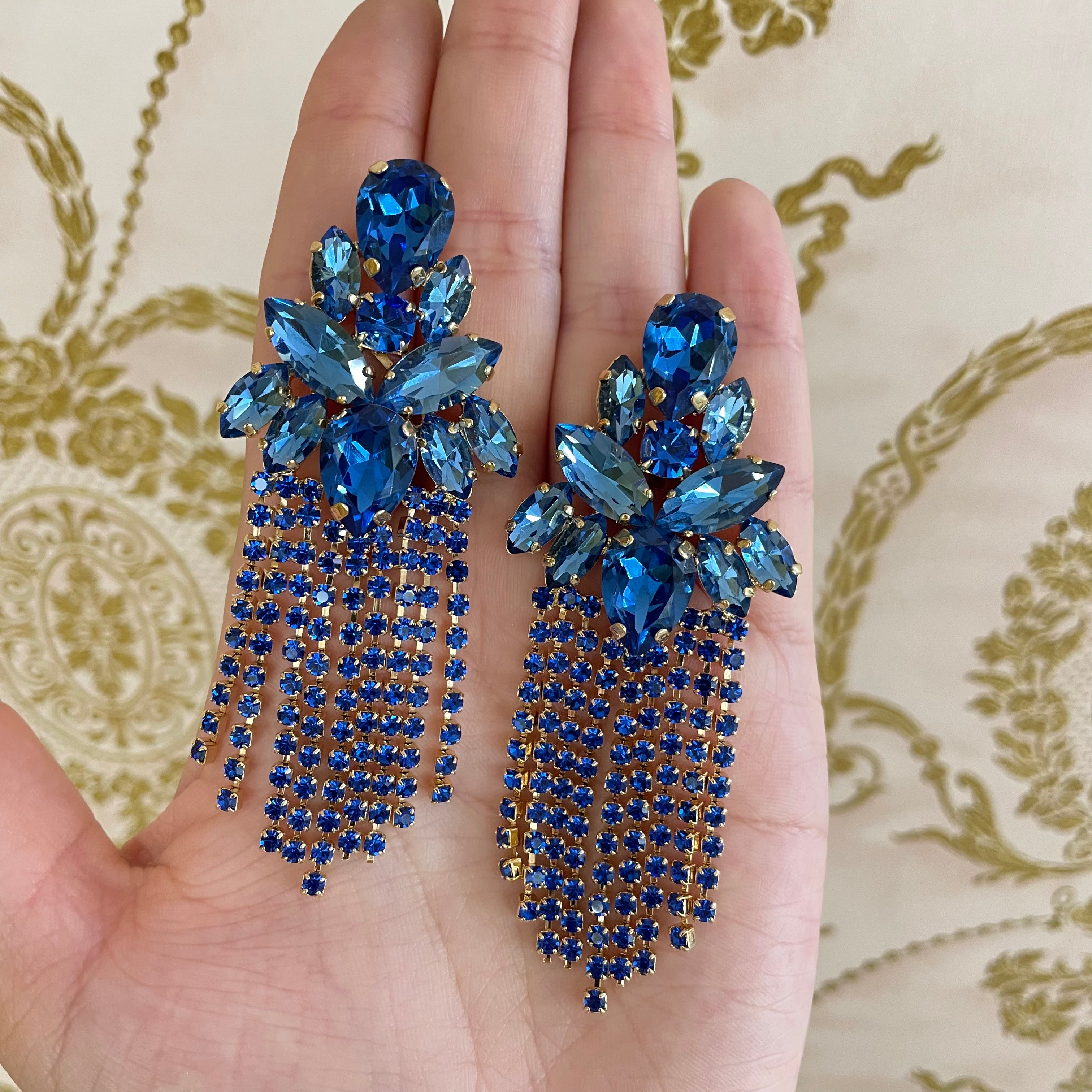 Royal blue Swarovski crystal earrings