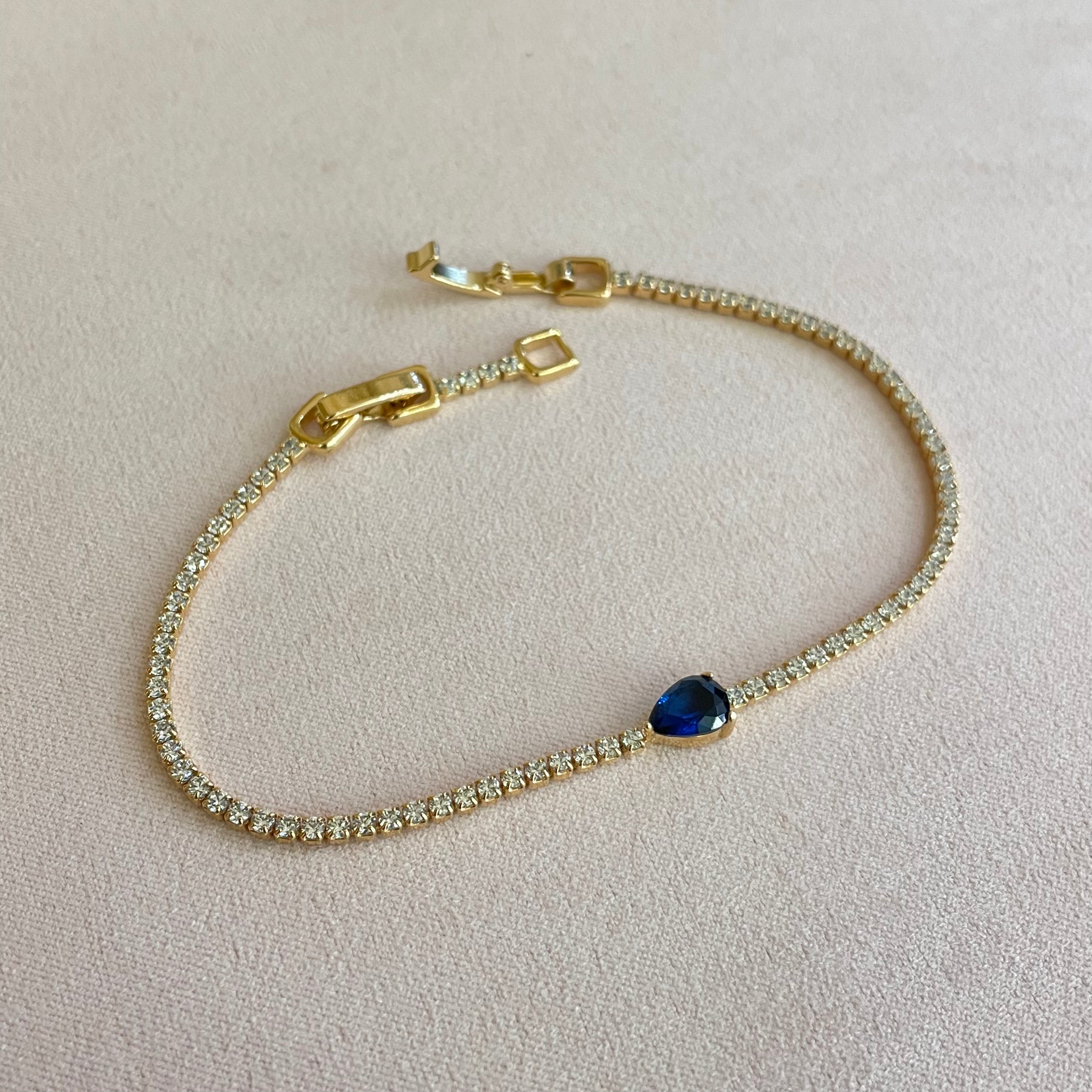 Teardrop royal blue C.Z bracelet