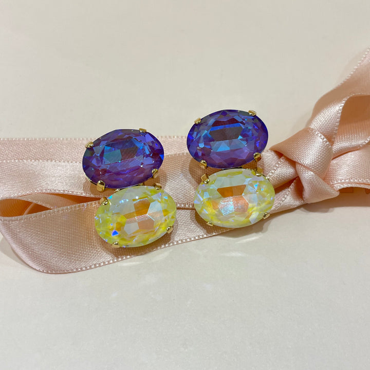 Purple and yellow earrings