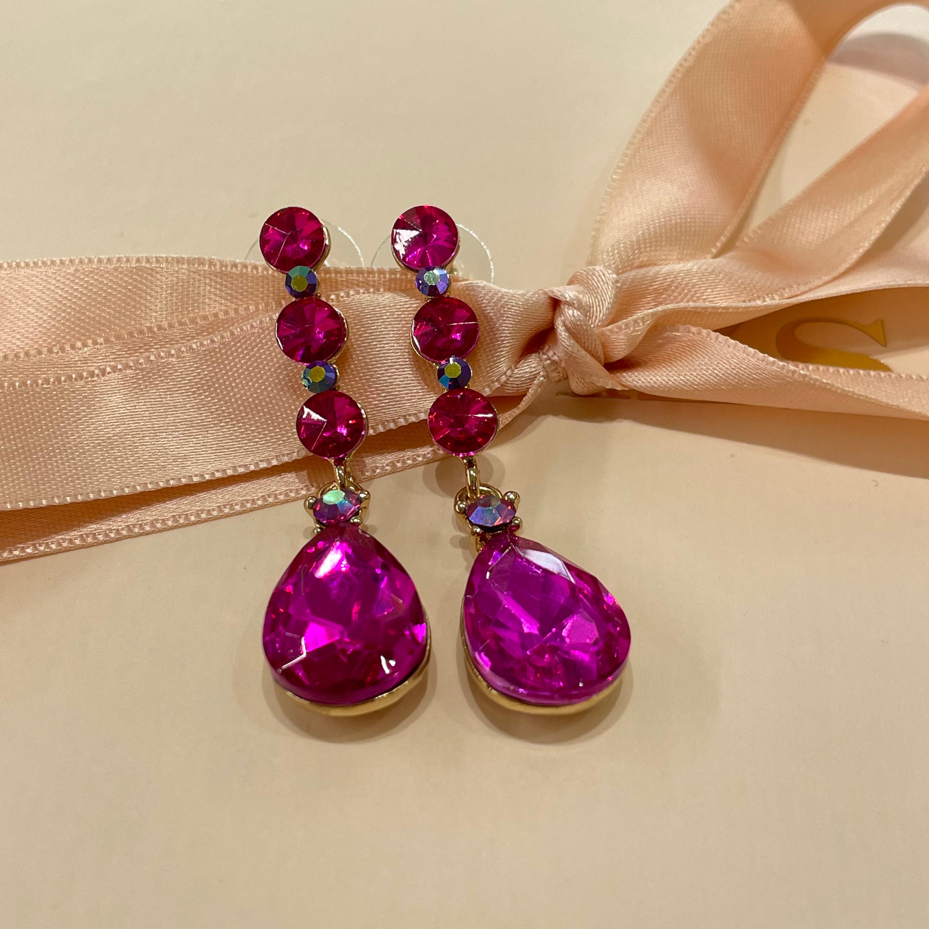 Fuchsia teardrop earrings