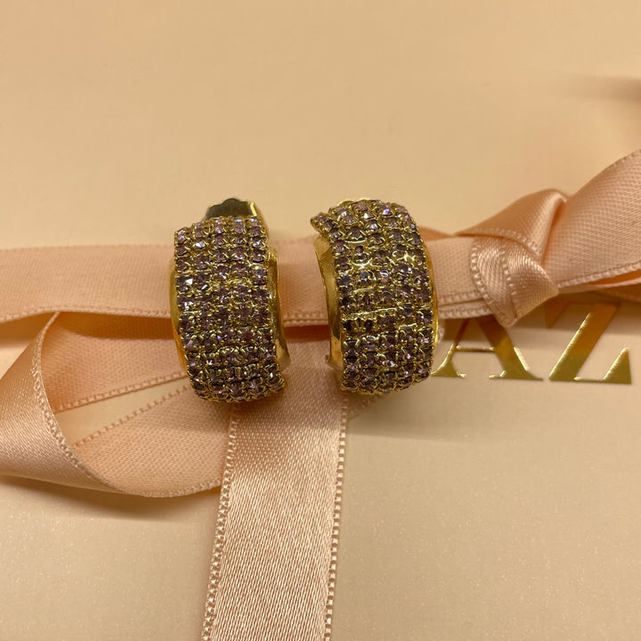 Lilac half Swarovski crystals hoops