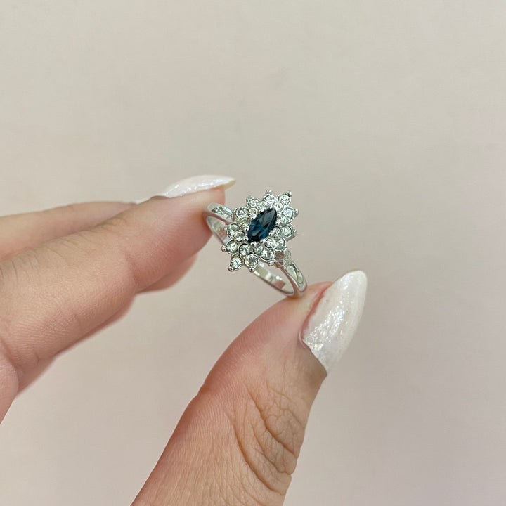 Elegant navy blue CZ Ring
