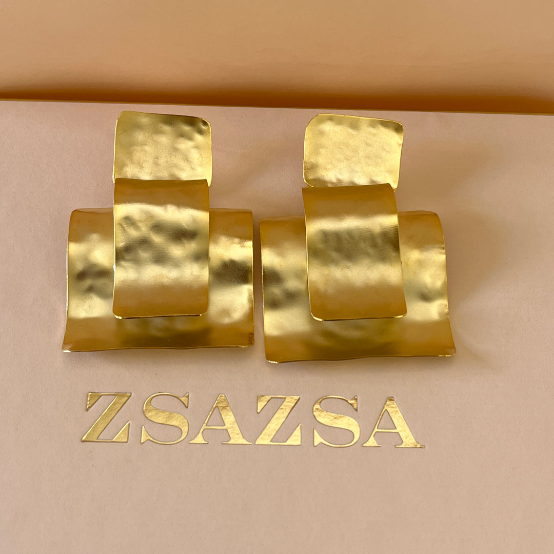 Gold handmade earrings & bangle