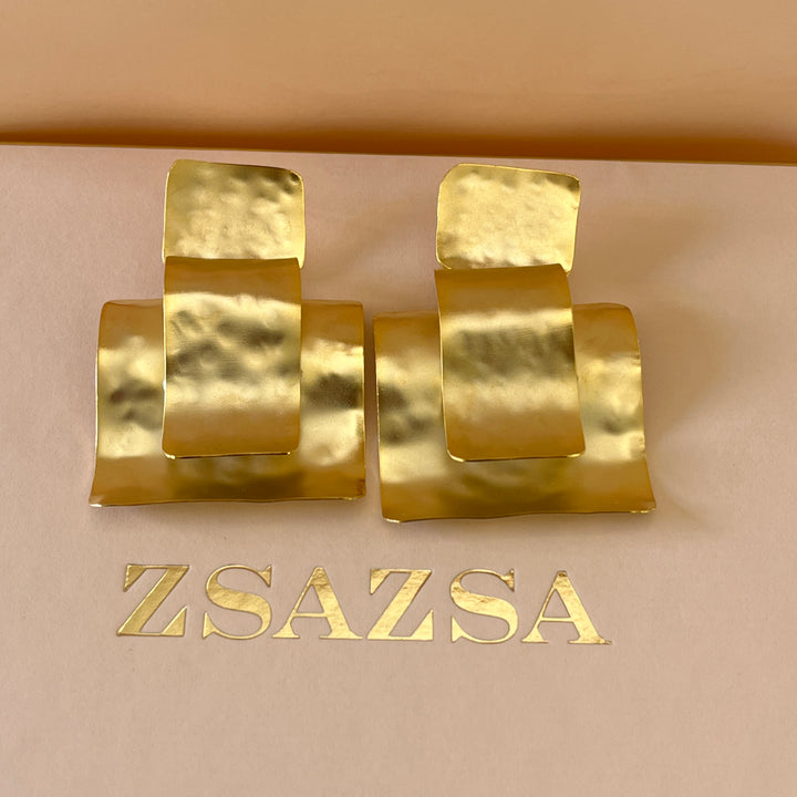 Gold handmade earrings & bangle