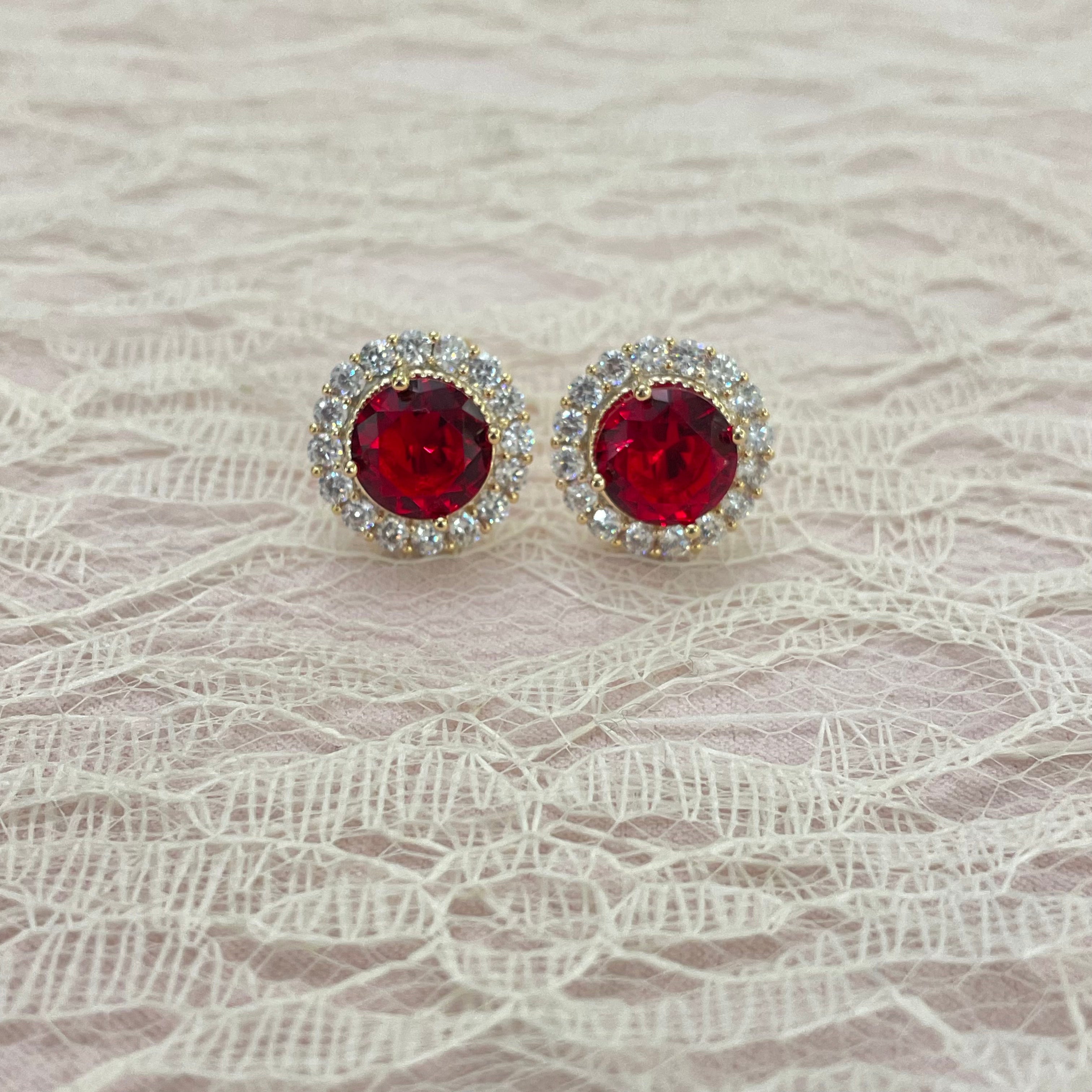 Red C.Z clips earrings