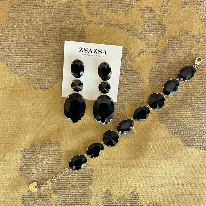 Black gold Swarovski crystals set