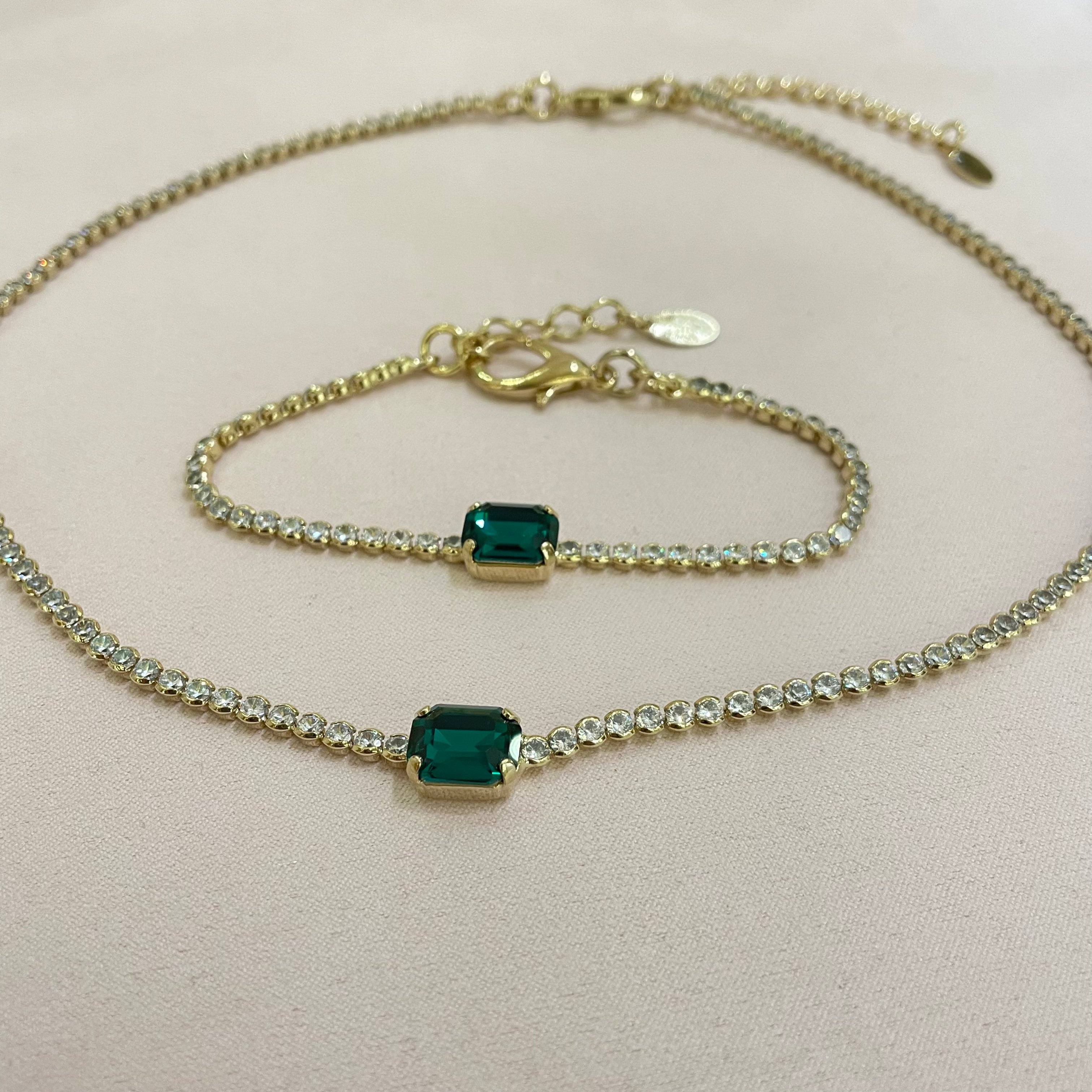 Elegant green set Swarovski crystal