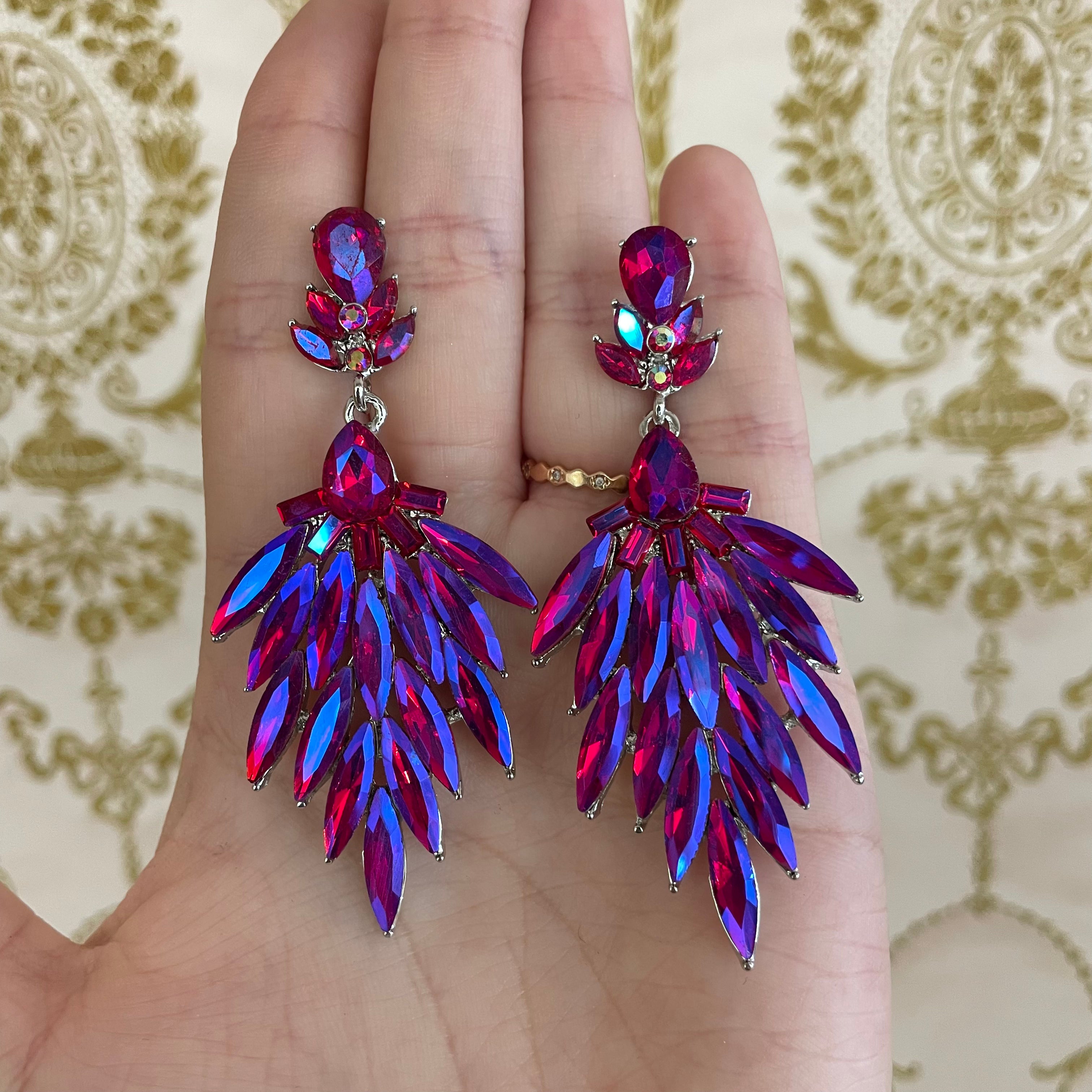 Long multi red earrings