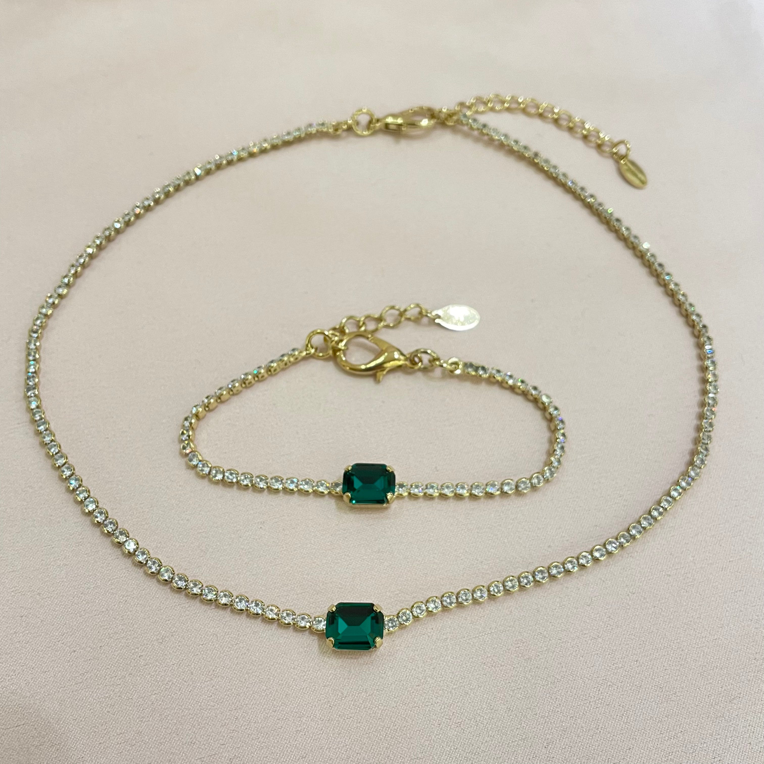 Elegant green set Swarovski crystal