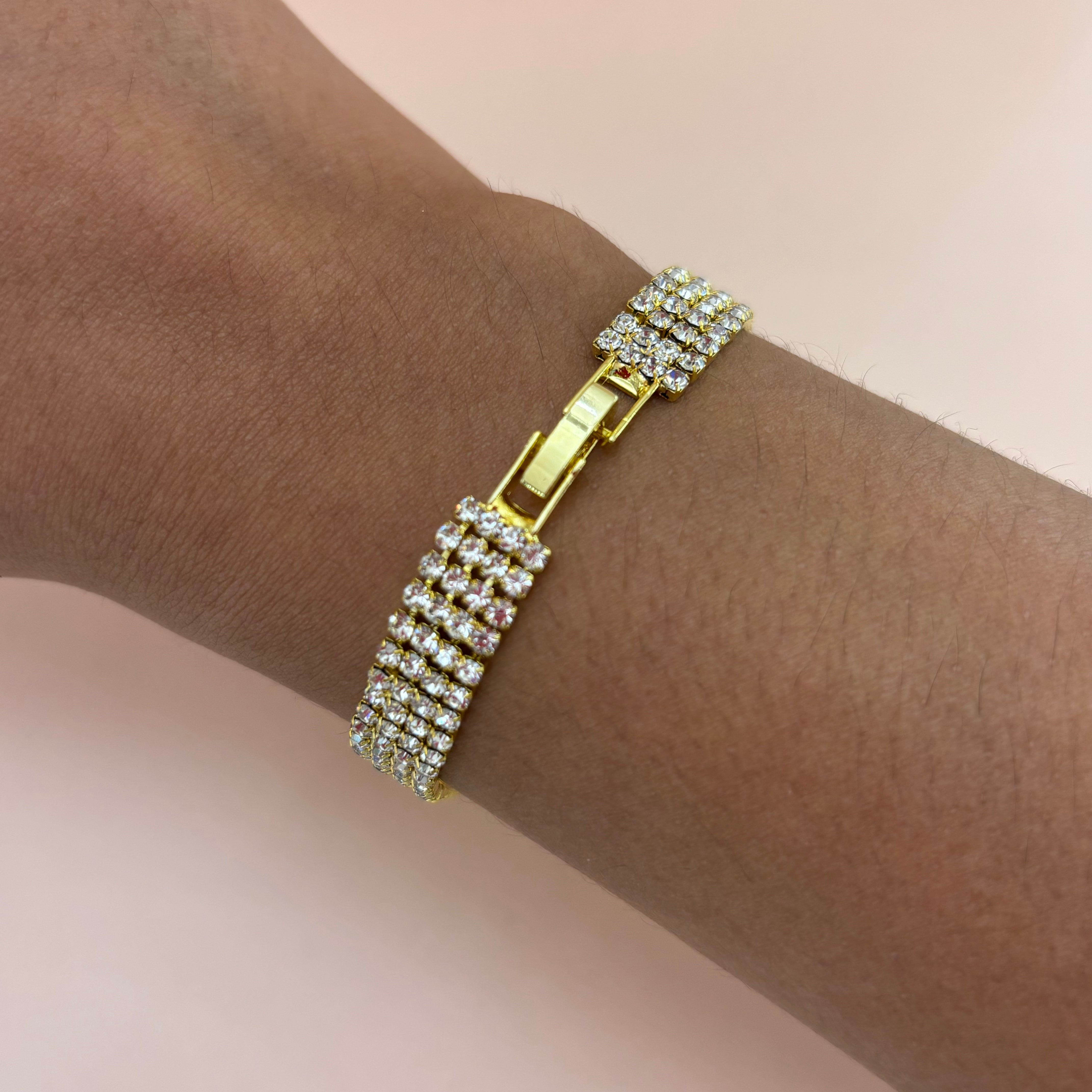 4 rows rhinestone bracelet