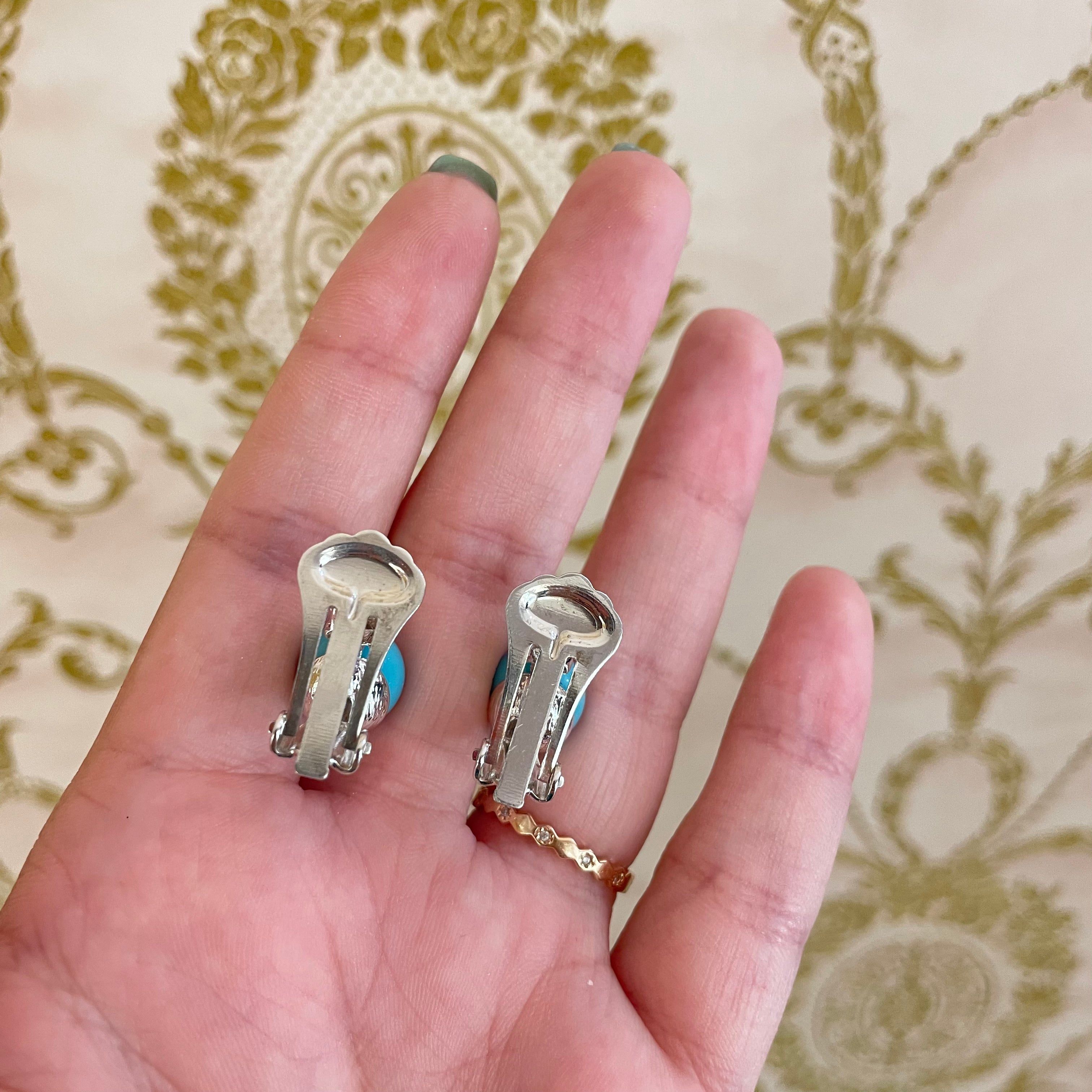 Turquoise C.Z Classic clips earrings