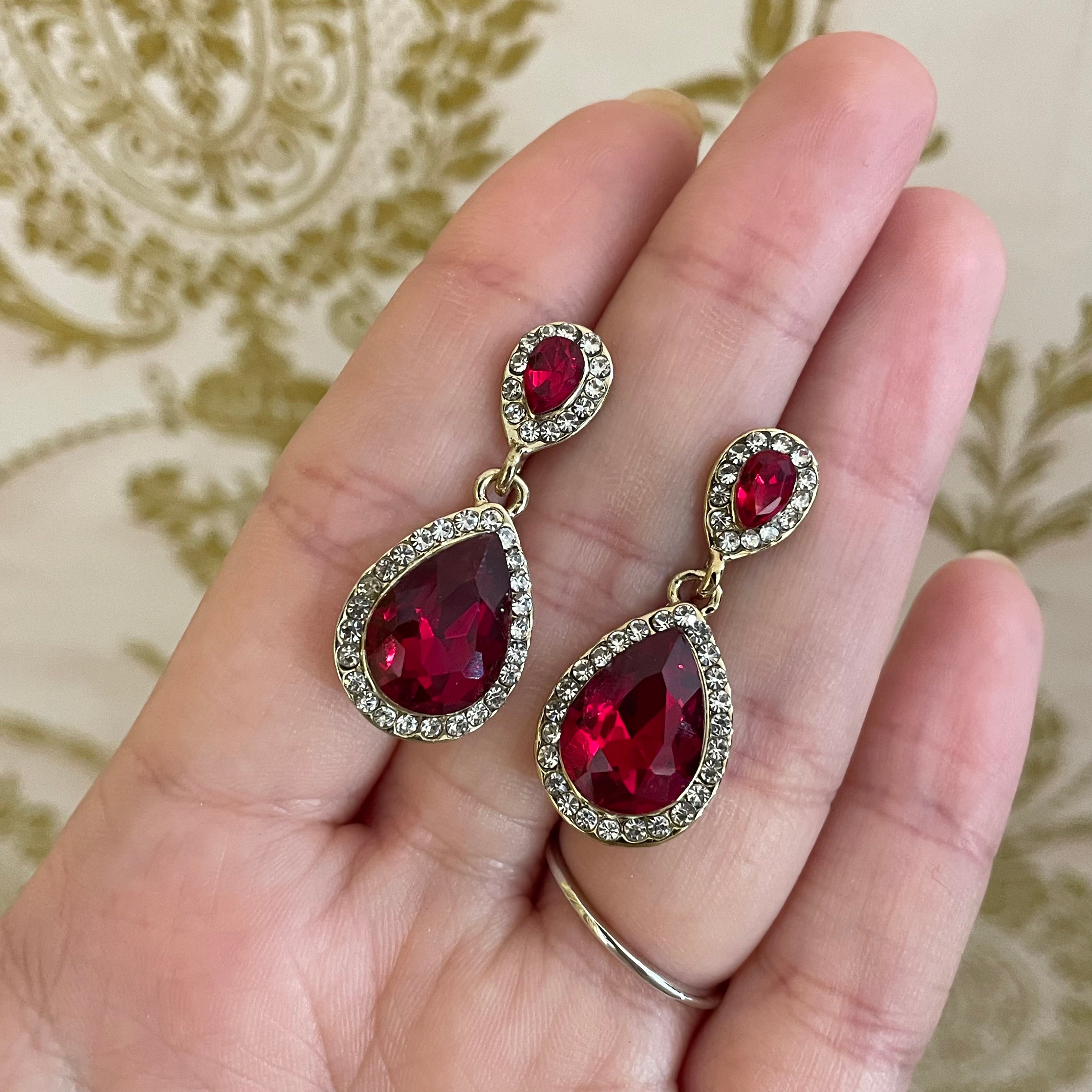 Double teardrop wine earrings