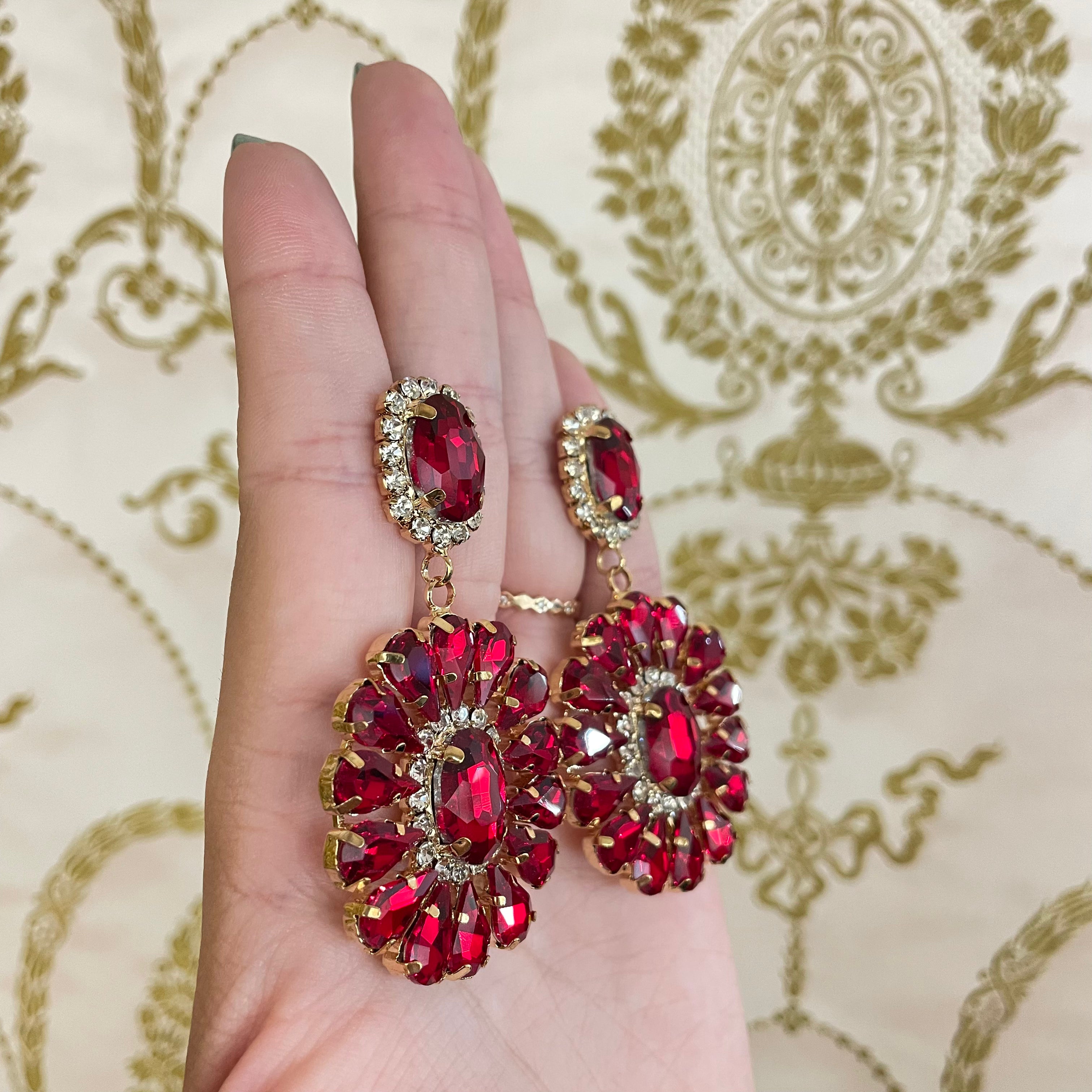 Big stones red earrings