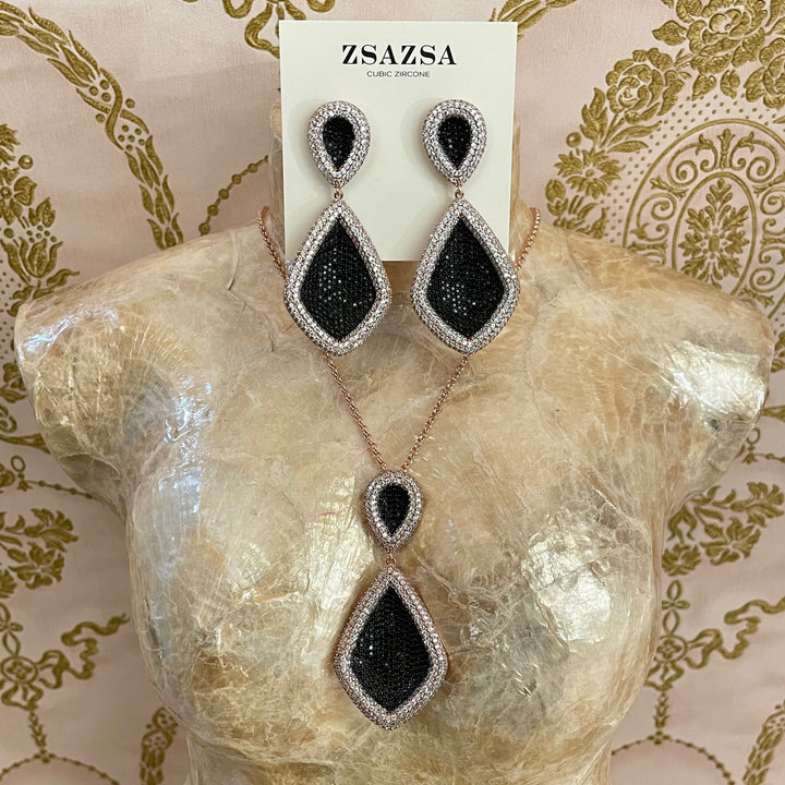 Black and rose gold zircone set