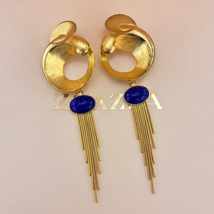 Handmade lapislázuli long earrings
