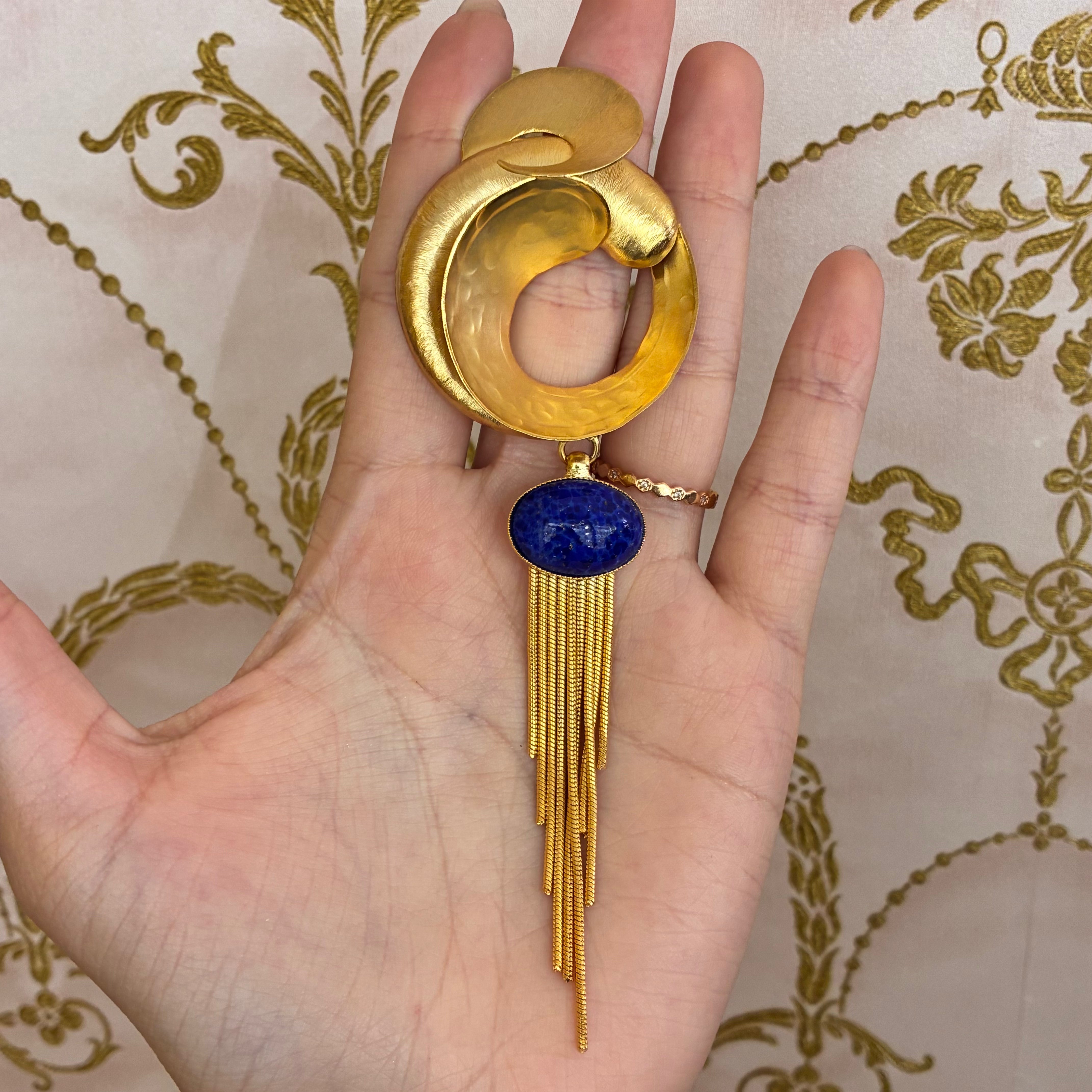 Handmade lapislázuli long earrings
