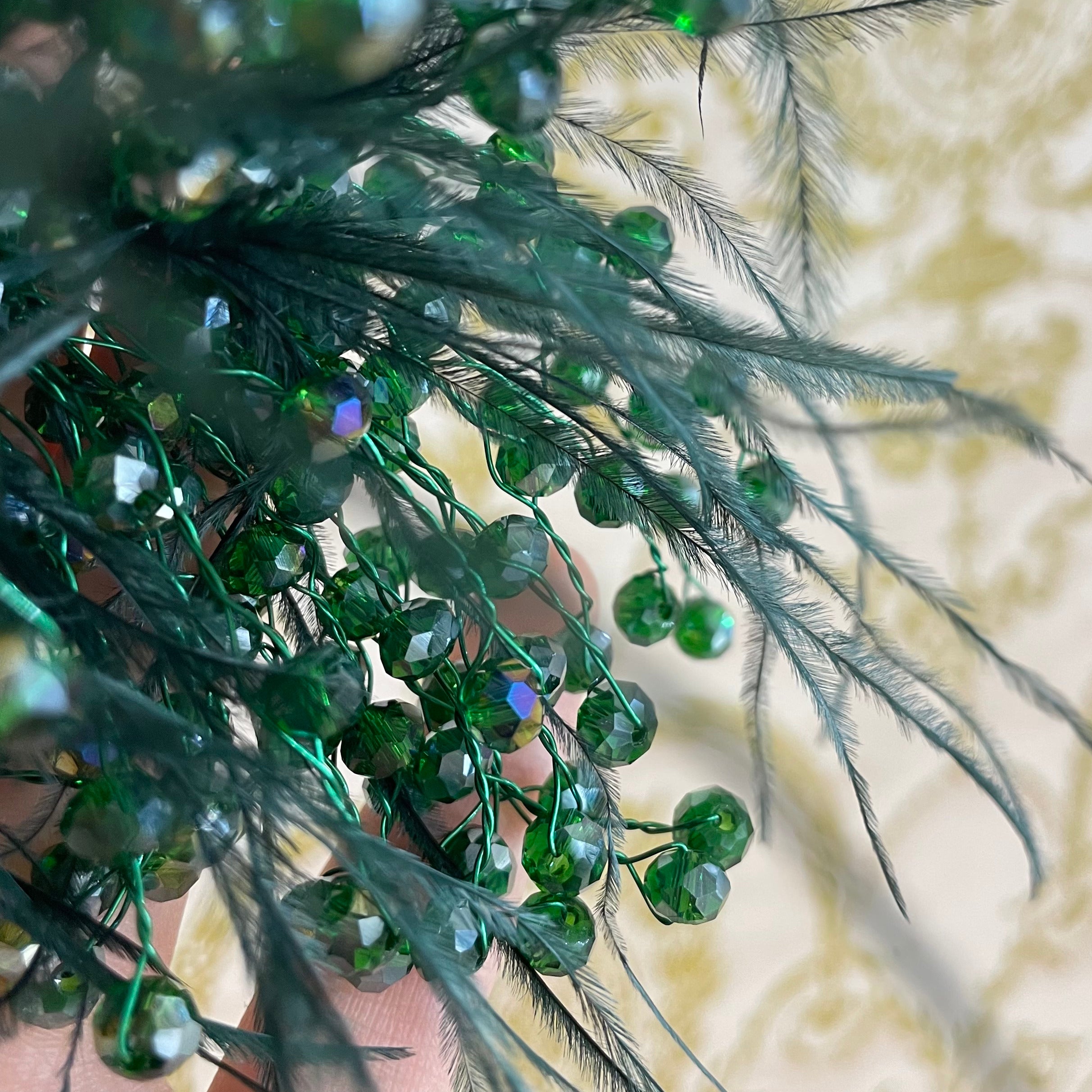 Green feathers headpiece