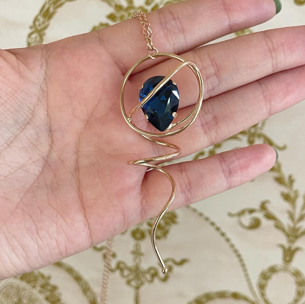 Elegant set navy blue Swarovski crystal