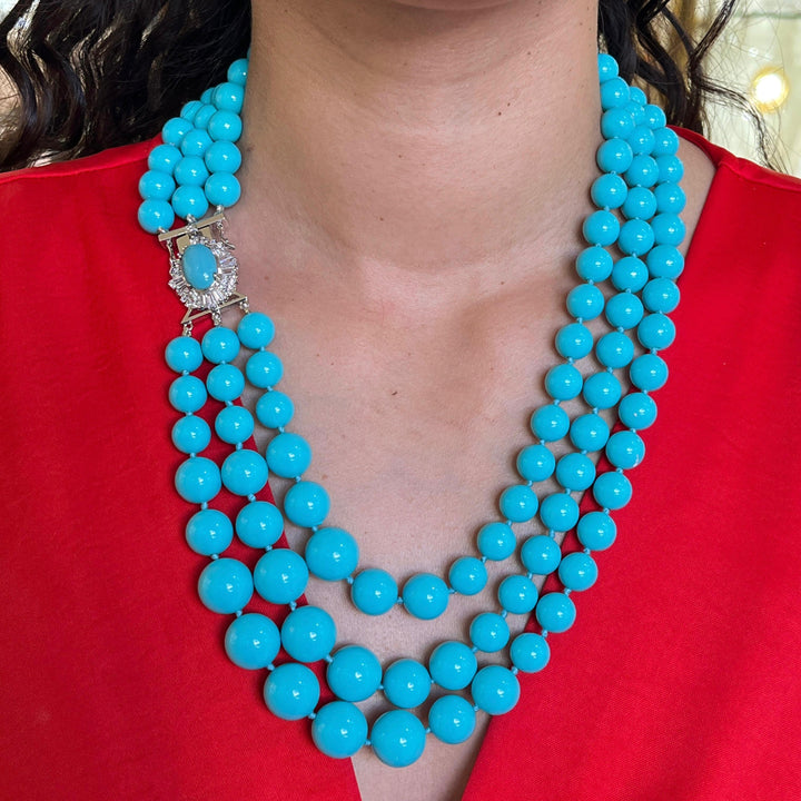 Statement turquiose pearls necklace
