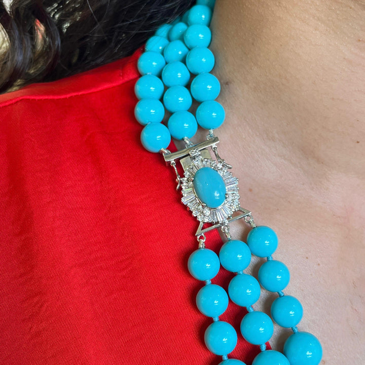 Statement turquiose pearls necklace