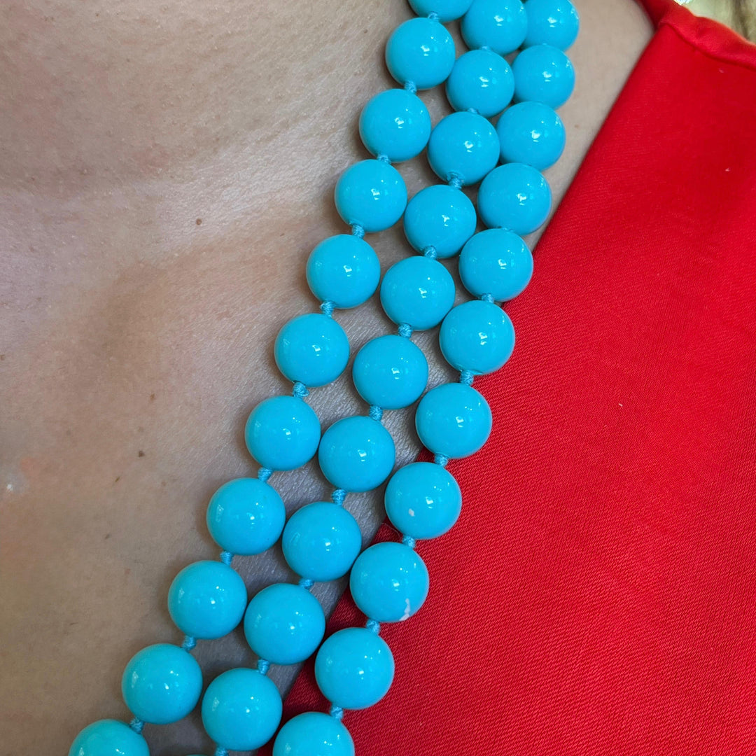 Statement turquiose pearls necklace