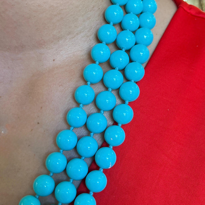 Statement turquiose pearls necklace