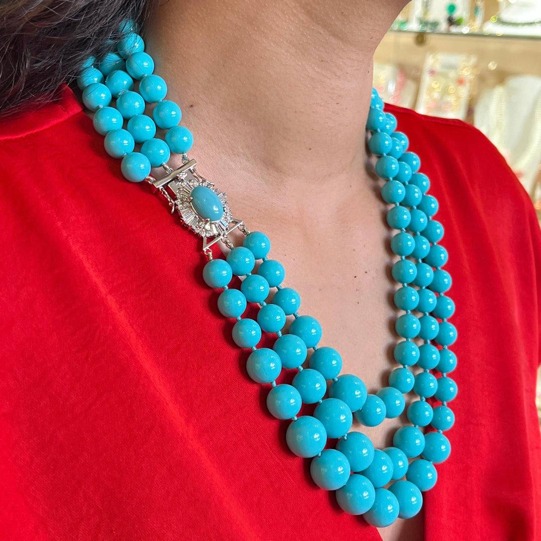 Statement turquiose pearls necklace
