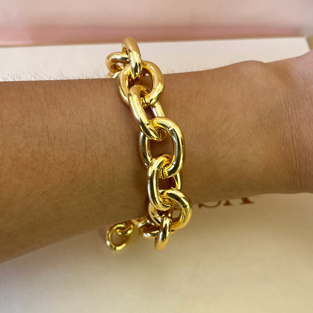 Chain gold plated necklace and bracelet