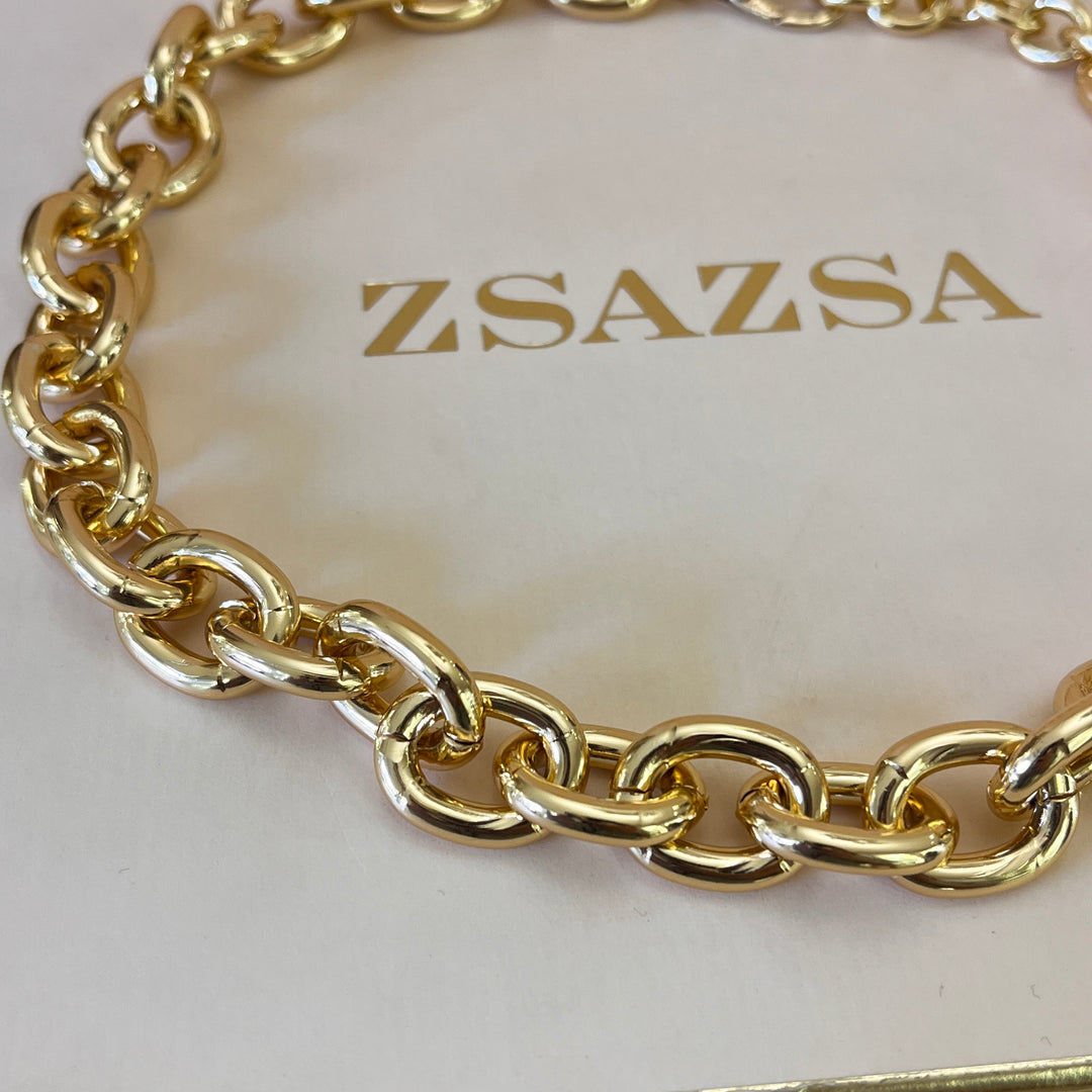 Chain gold plated necklace and bracelet