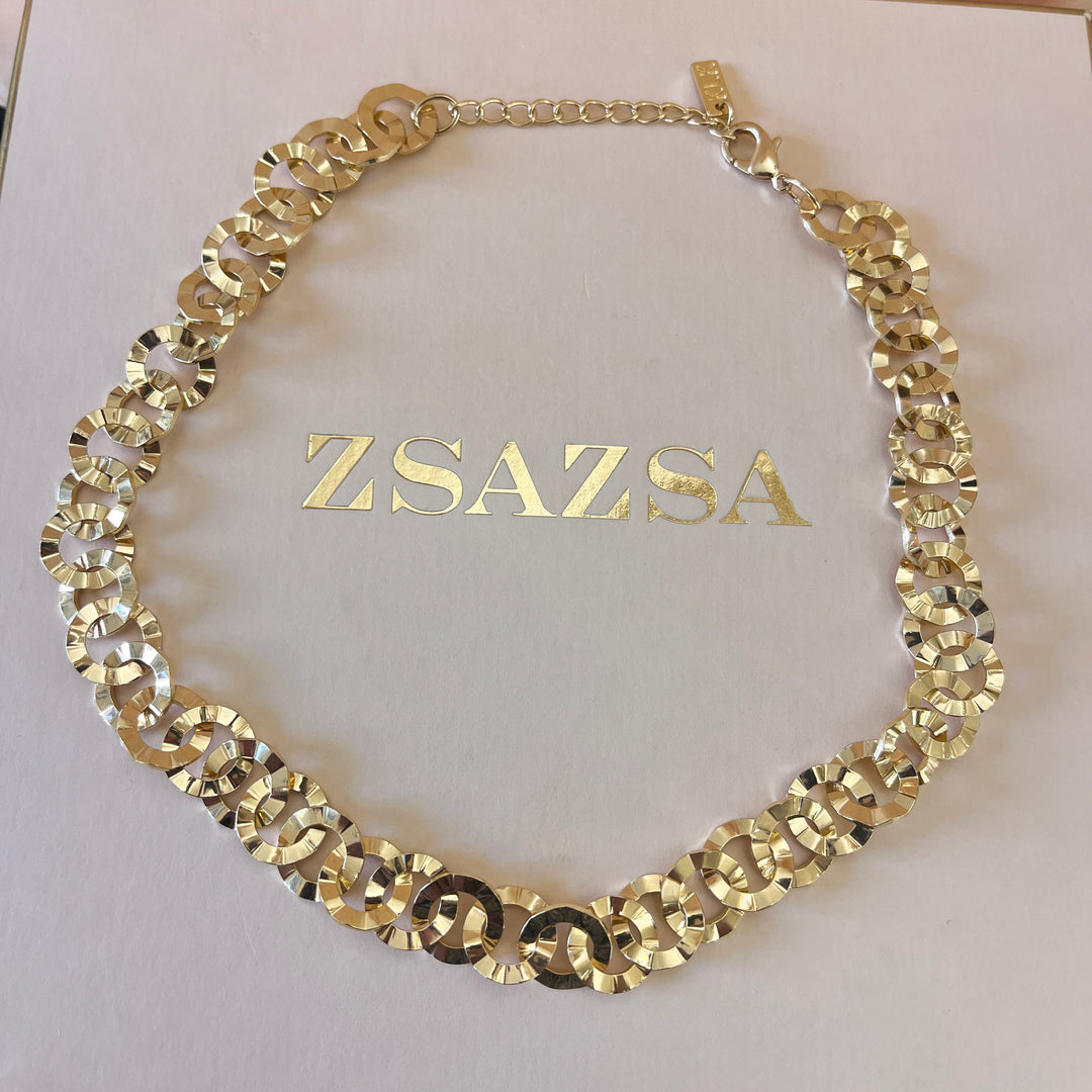Discs crossed chain gold plated set