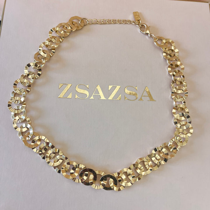 Discs crossed chain gold plated set