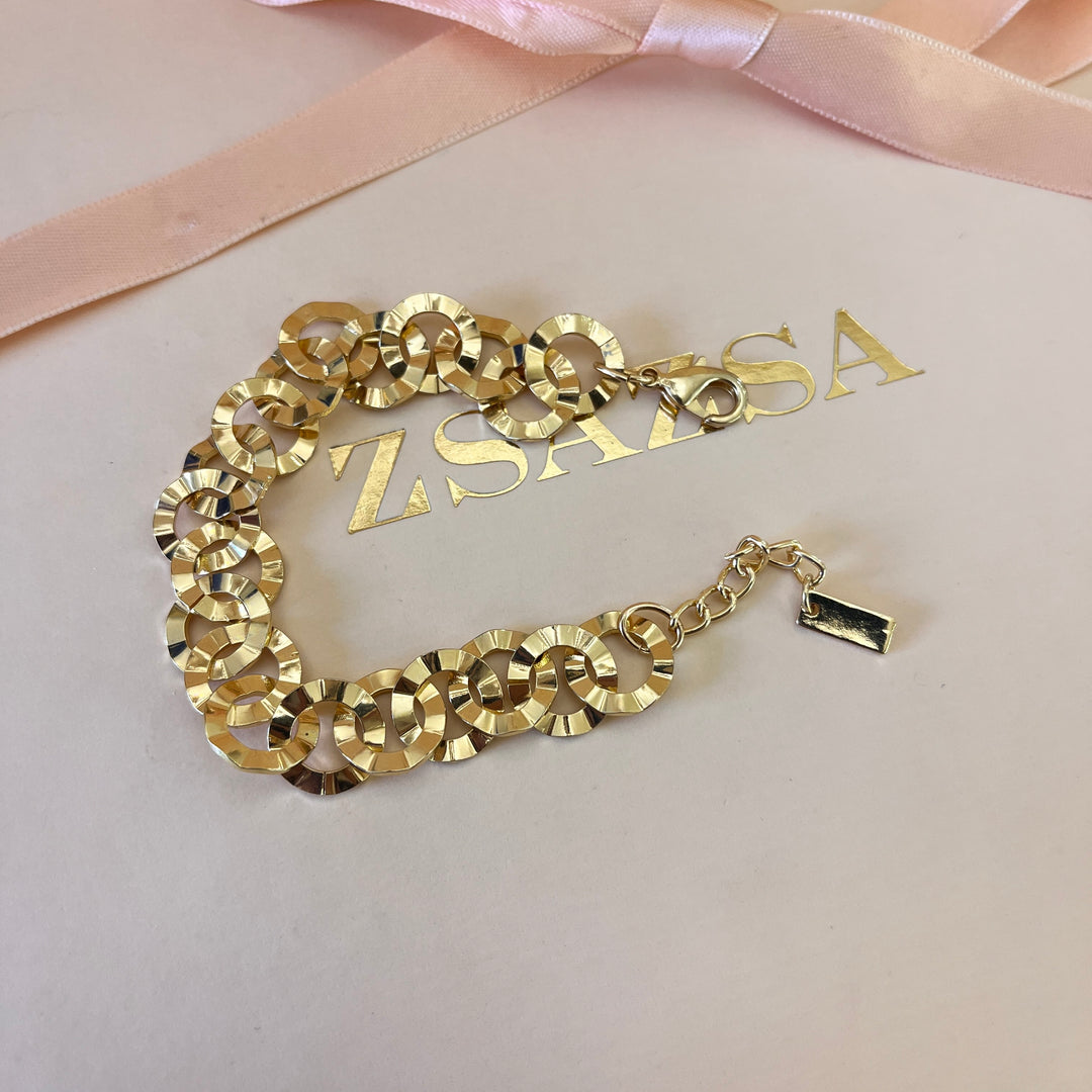 Discs crossed chain gold plated set