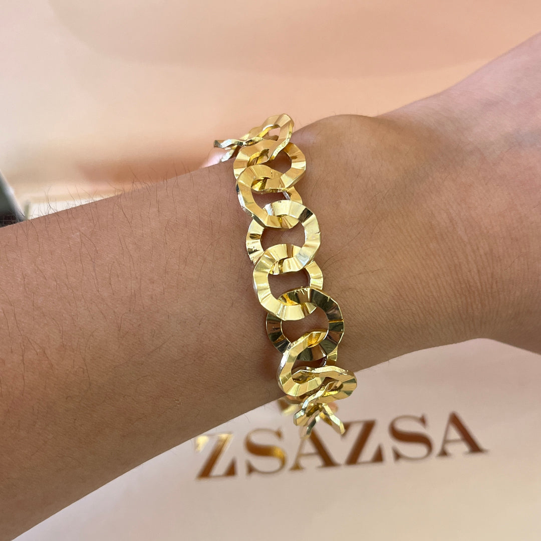 Discs crossed chain gold plated set