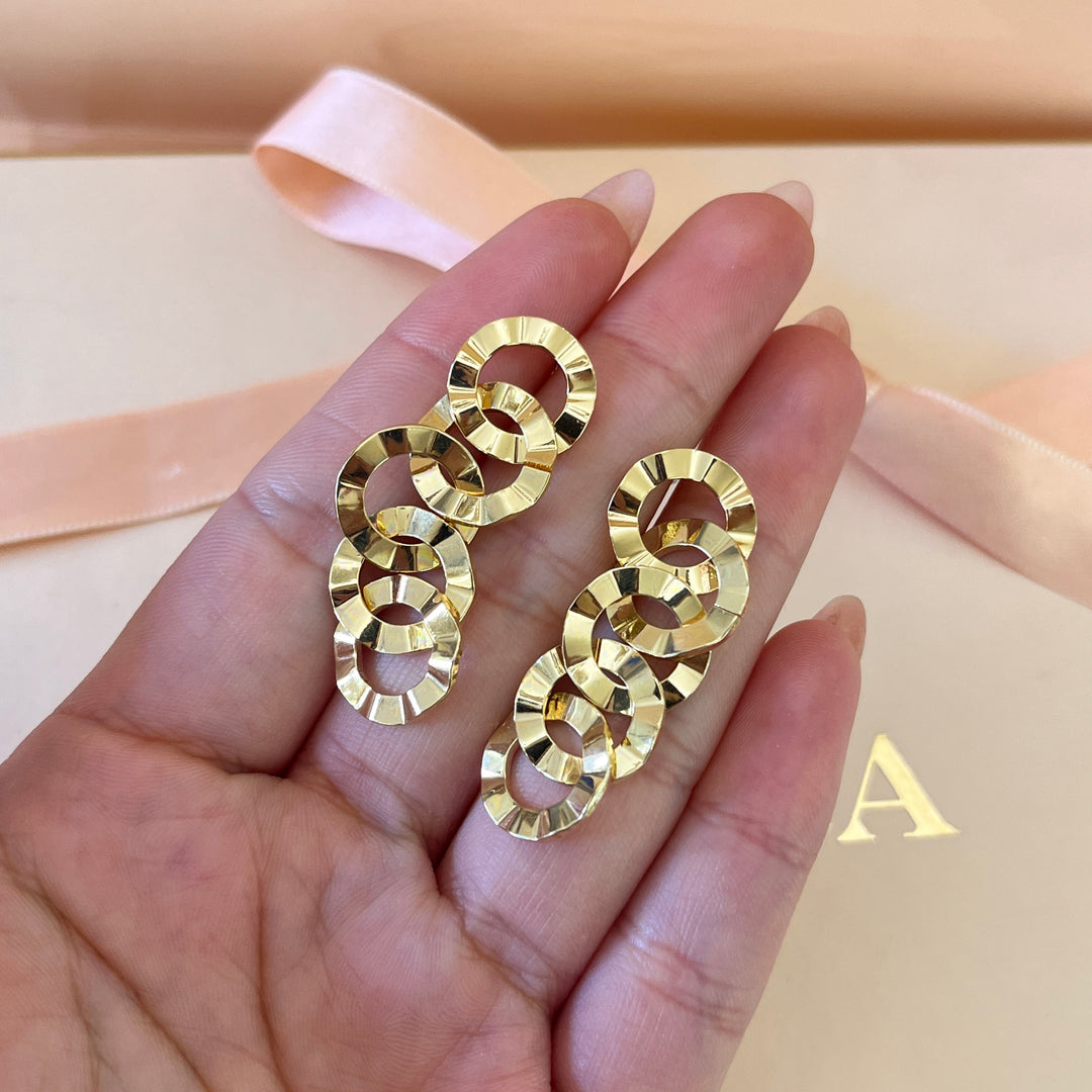 Discs crossed chain gold plated set