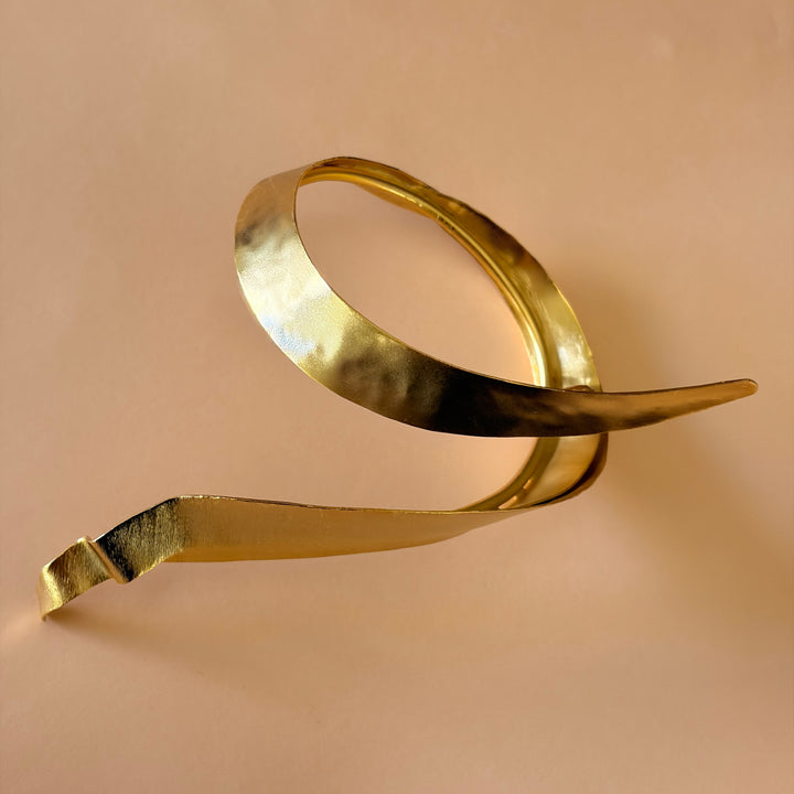 Handmade Statement Twisted Gold Bangle | Gold Plated | ZsaZsa