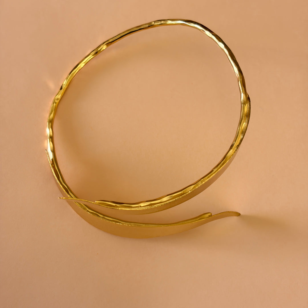 Handmade Sculpted Leaf Gold Bangle | Gold Plated | ZsaZsa