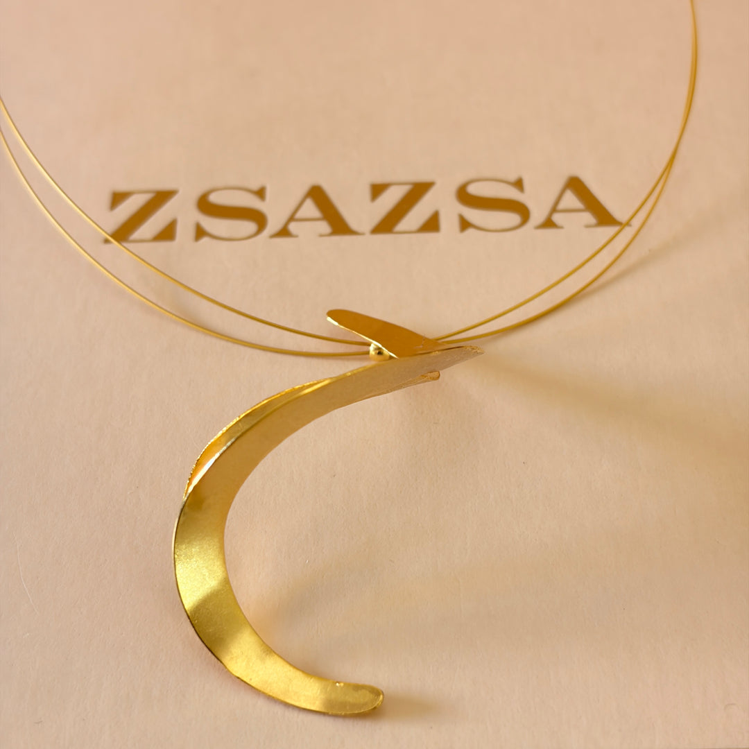 Handmade Double Warp Gold Necklace | Gold Plated | ZsaZsa