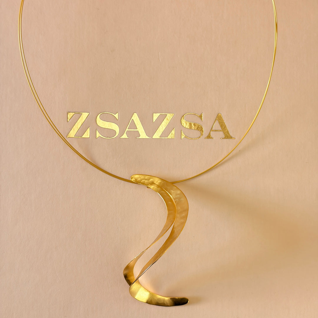 Handmade Double Warp Gold Necklace | Gold Plated | ZsaZsa