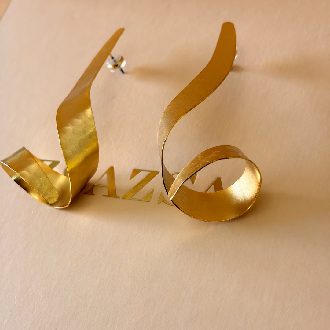 Handmade Long Twisted Gold Earrings | Gold Plated | ZsaZsa