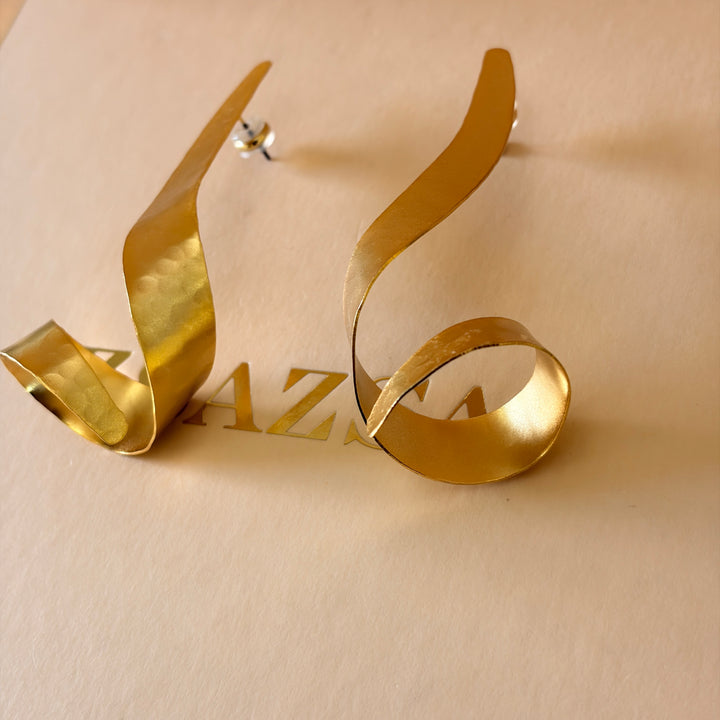 Handmade Long Twisted Gold Earrings | Gold Plated | ZsaZsa