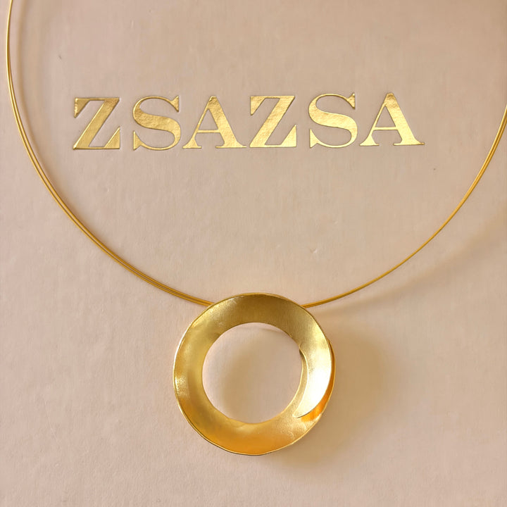 Handmade Hollow Circle Gold Necklace | Gold Plated | ZsaZsa