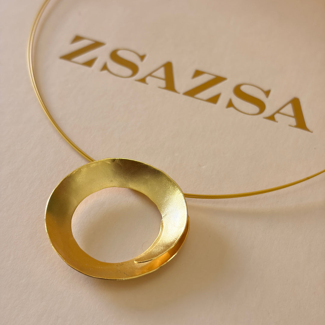 Handmade Hollow Circle Gold Necklace | Gold Plated | ZsaZsa