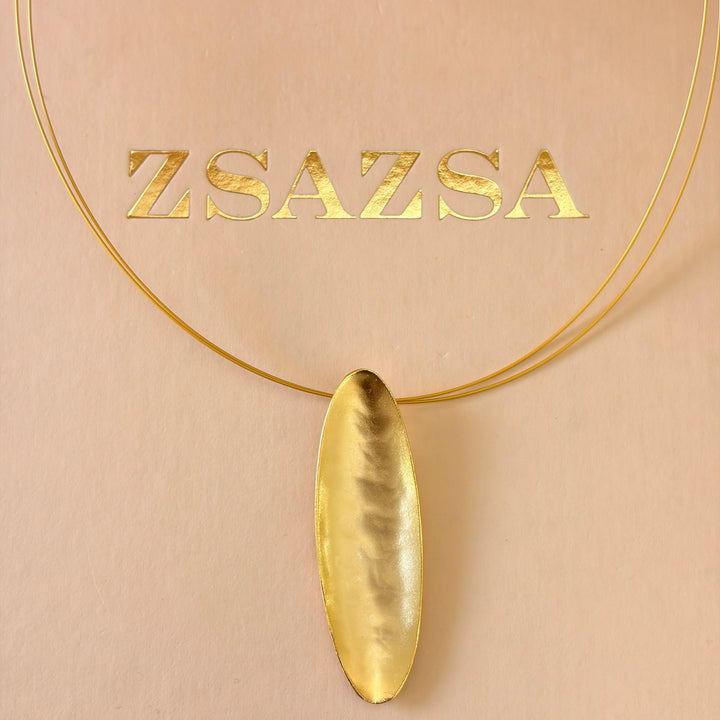 Handmade Oblong Gold Necklace | Gold Plated | ZsaZsa