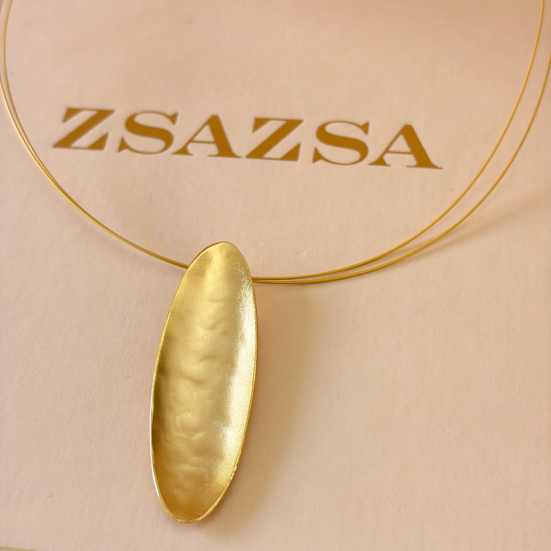 Handmade Oblong Gold Necklace | Gold Plated | ZsaZsa