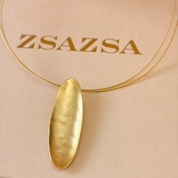 Handmade Oblong Gold Necklace | Gold Plated | ZsaZsa