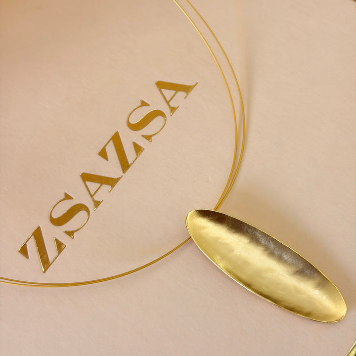 Handmade Oblong Gold Necklace | Gold Plated | ZsaZsa