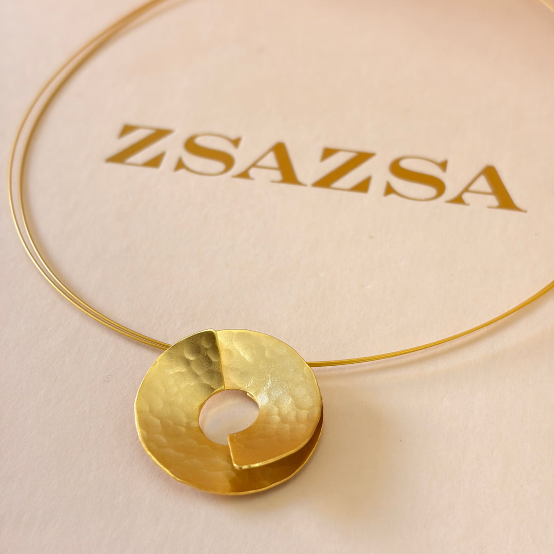 Handmade Overlapping Circle Gold Necklace | Gold Plated | ZsaZsa